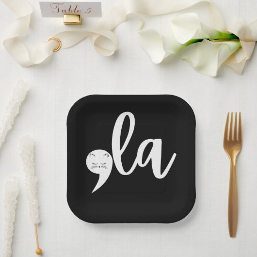 Retro Cat Comma La Kamala Harris 2024 Wahl Pappteller (Hochzeit)