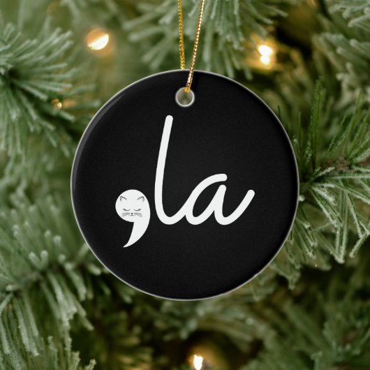 Retro Cat Comma La Kamala Harris für den Präsident Keramik Ornament (Baum)