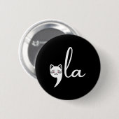 Retro Cat Comma La Kamala Harris für Präsident 200 Button (Vorne & Hinten)