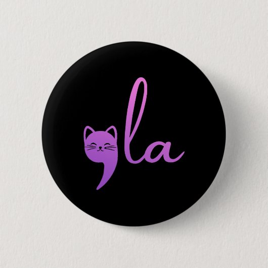 Retro Cat Comma La Kamala Harris für Präsident 200 Button (Vorderseite)