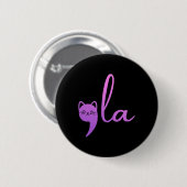 Retro Cat Comma La Kamala Harris für Präsident 200 Button (Vorne & Hinten)