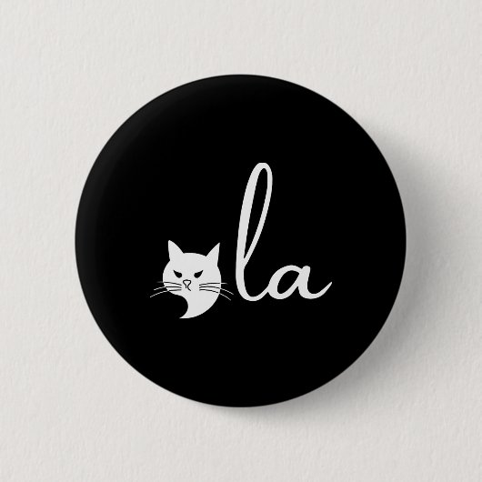 Retro Cat Comma La Kamala Harris für Präsident 200 Button (Vorderseite)
