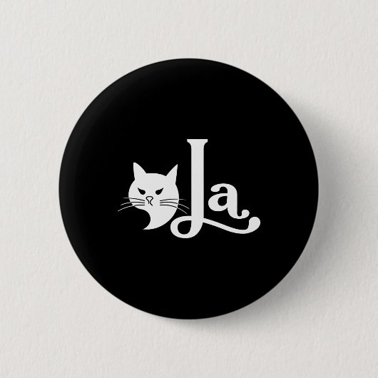 Retro Cat Comma La Kamala Harris für Präsident 200 Button (Vorderseite)
