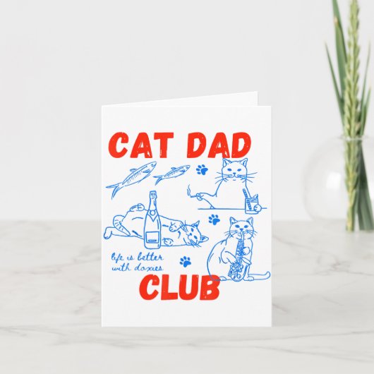 Retro Cat Dad Club Life Is Better With Cats Funny Karte (Vorderseite)