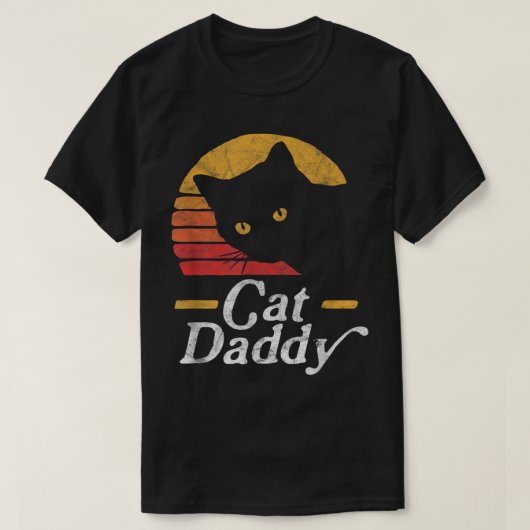 Retro Cat Daddy Black Cat Design T-Shirt (Design vorne)