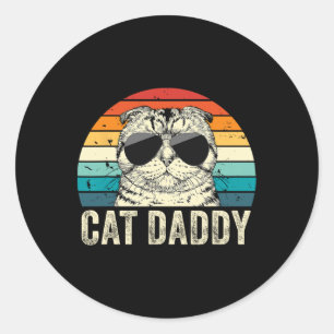 Retro Cat Daddy Vintage abgenutzt Scottish Fold C Runder Aufkleber