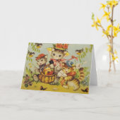 Retro Cat Family Outing Note Card Karte (Gelbe Blume)