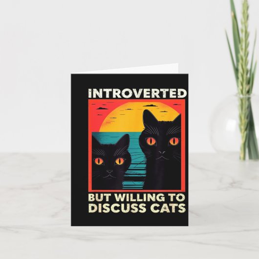 Retro Cat Funny Introverted But Willing To Discuss Karte (Vorderseite)