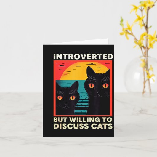Retro Cat Funny Introverted But Willing To Discuss Karte (Gelbe Blume)