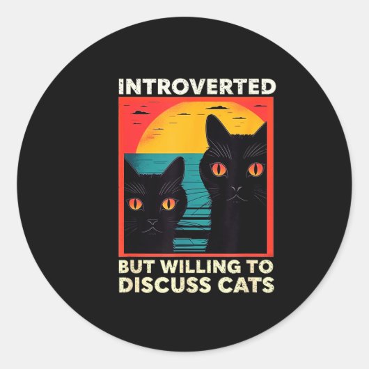 Retro Cat Funny Introverted But Willing To Discuss Runder Aufkleber (Vorderseite)