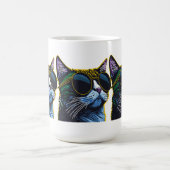 Retro Cat: Gelber Brillenkarm Kaffeetasse (Mittel)