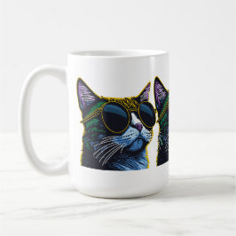 Retro Cat: Gelber Brillenkarm Kaffeetasse
