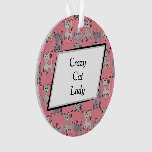 Retro Cat Grafisches Muster Grau Ornament (Vorderseite)