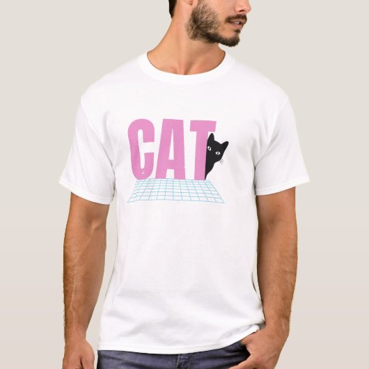 Retro Cat Grid — CAT Graphic Tee Design (Vorderseite)