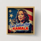Retro Cat Lady Kamala Button (Vorderseite)