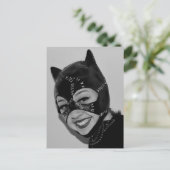 RETRO CAT LADY LEATHER MASK POSTCARD POSTKARTE (Stehend Vorderseite)
