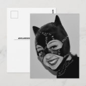RETRO CAT LADY LEATHER MASK POSTCARD POSTKARTE (Vorne/Hinten)