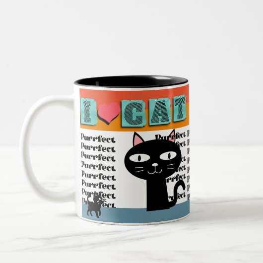 Retro Cat Lover Graphic Zweifarbige Tasse (Links)