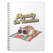 Retro Cat Mental Vacation Lined Notebook Notizblock (Vorderseite)