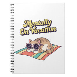 Retro Cat Mental Vacation Lined Notebook Notizblock
