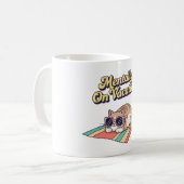Retro Cat Mentally Checked Out White Mug Kaffeetasse (Vorderseite Links)