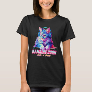 Retro Cat mit Kopfhörer Musik DJ Maine Coon Cat T-Shirt