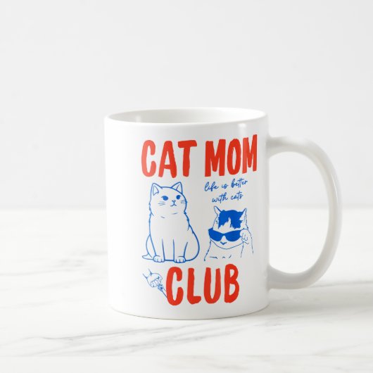 Retro Cat Mom Club Funny Cat Meme Mama Grandma Mot Kaffeetasse (Rechts)