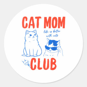 Retro Cat Mom Club Lustiger Cat Meme Mama Oma Moti Runder Aufkleber