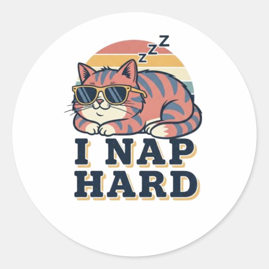 Retro Cat Nap Hard Vinyl Sticker (Vorderseite)