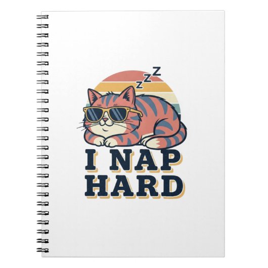 Retro Cat Nap Quote Lined Notebook Notizblock (Vorderseite)