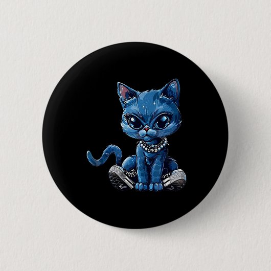Retro Cat Niedlich Shoes Comma La Kamala Harris 20 Button (Vorderseite)