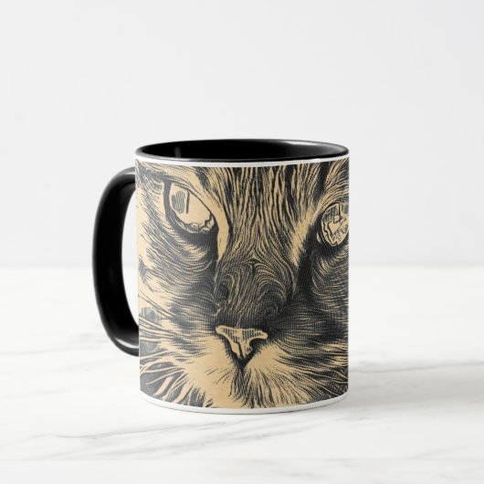Retro Cat Pencil Tasse (Vorderseite Links)