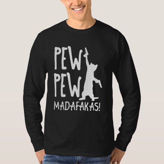 Retro Cat Pew Pew Madafakas Crazy Kitten Cats T-Shirt (Vorderseite)