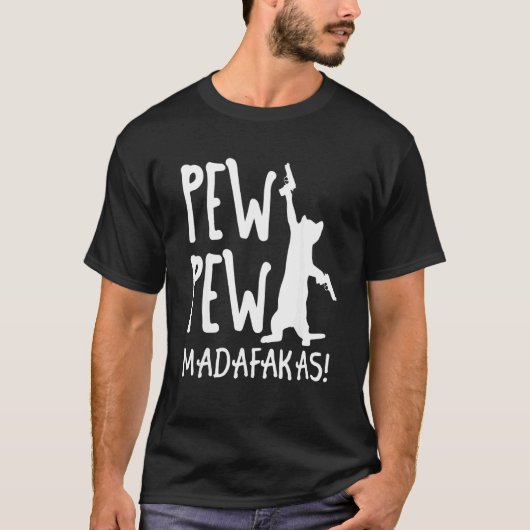 Retro Cat Pew Pew Madafakas   Crazy Kitten Cats   T-Shirt (Vorderseite)