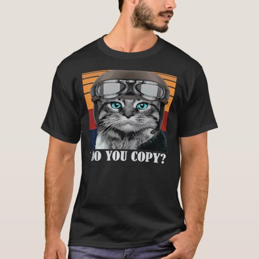 Retro Cat Pilot MEOW Kitty Owner Pelz Elterntier T-Shirt (Vorderseite)