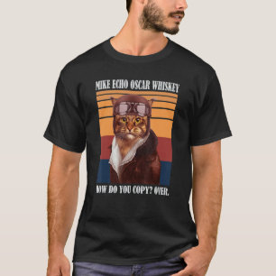 Retro Cat Pilot Meow Kitty Owner Pelz Elterntier T-Shirt