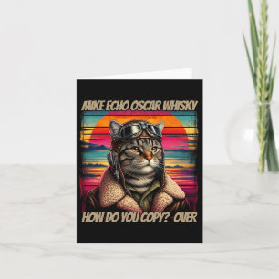 Retro Cat Pilot Mike Echo Oscar Whisky M.e.w Karte