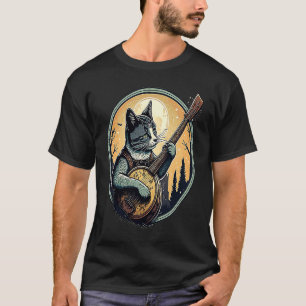 Retro Cat Playing Banjo Niedlich Kitten Banjo Play T-Shirt