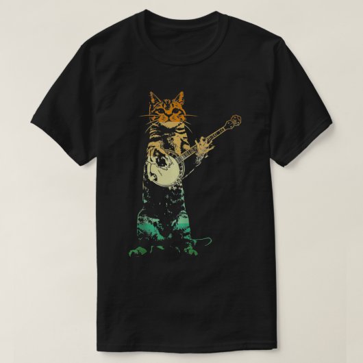 Retro Cat Playing Banjo Niedlich Kitten Banjo Play T-Shirt (Design vorne)