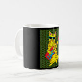 Retro Cat Playing Gitarre Kaffeetasse (Vorderseite Links)