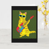 Retro Cat Playing Gitarre Karte (Gelbe Blume)