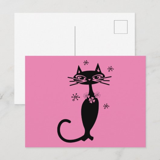 RETRO CAT POSTCARD POSTKARTE (Vorne/Hinten)