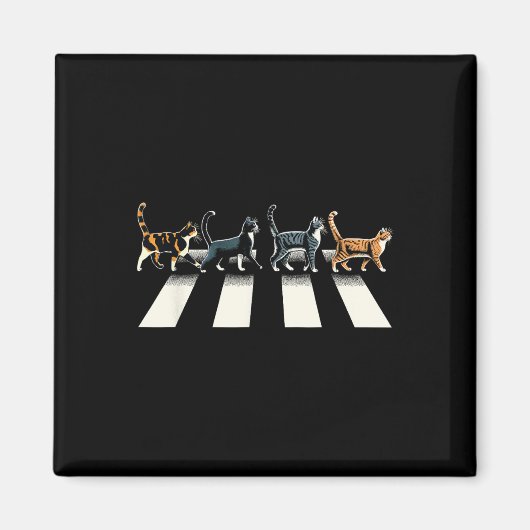 Retro Cat Rock and Roll Musik Geschenk Männer Kind Magnet (Vorne)