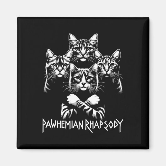 Retro Cat Rock Music Concept Band Men Kids Women F Magnet (Vorne)