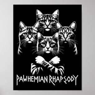 Retro Cat Rock Music Concept Band Men Kids Women F Poster