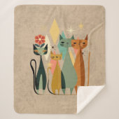 Retro Cat Sherpa Blanket, Retro Sherpadecke (Vorderseite)