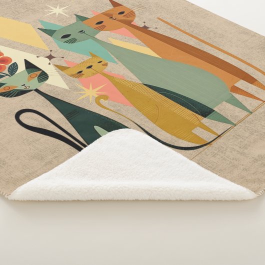 Retro Cat Sherpa Blanket, Retro Sherpadecke (3/4)