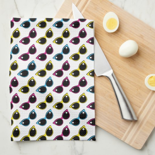 Retro Cat Sonnenbrille Muster Küchentuch (Viertel Falte)