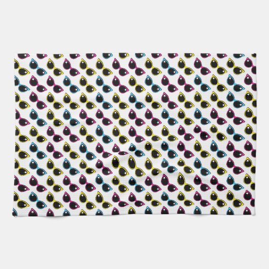 Retro Cat Sonnenbrille Muster Küchentuch (Horizontal)