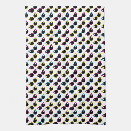 Retro Cat Sonnenbrille Muster Küchentuch (Vertikal)